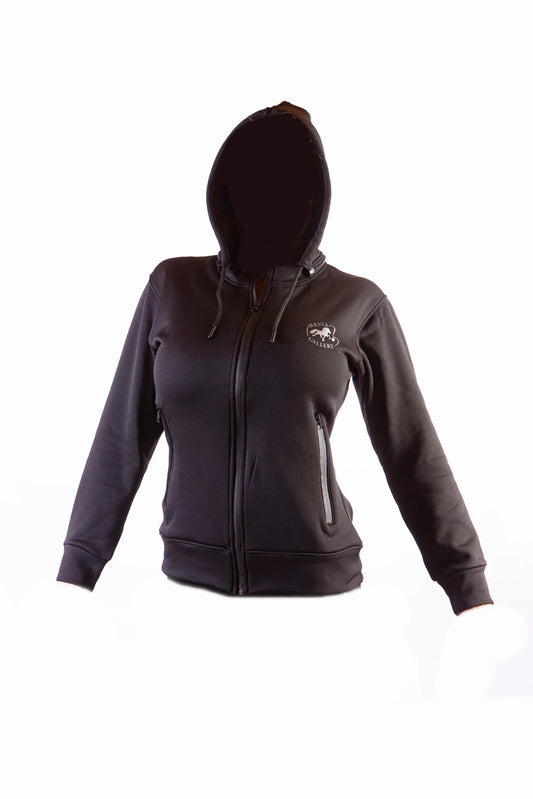 Hestagallery Hoodie Esja med lynlås – sort